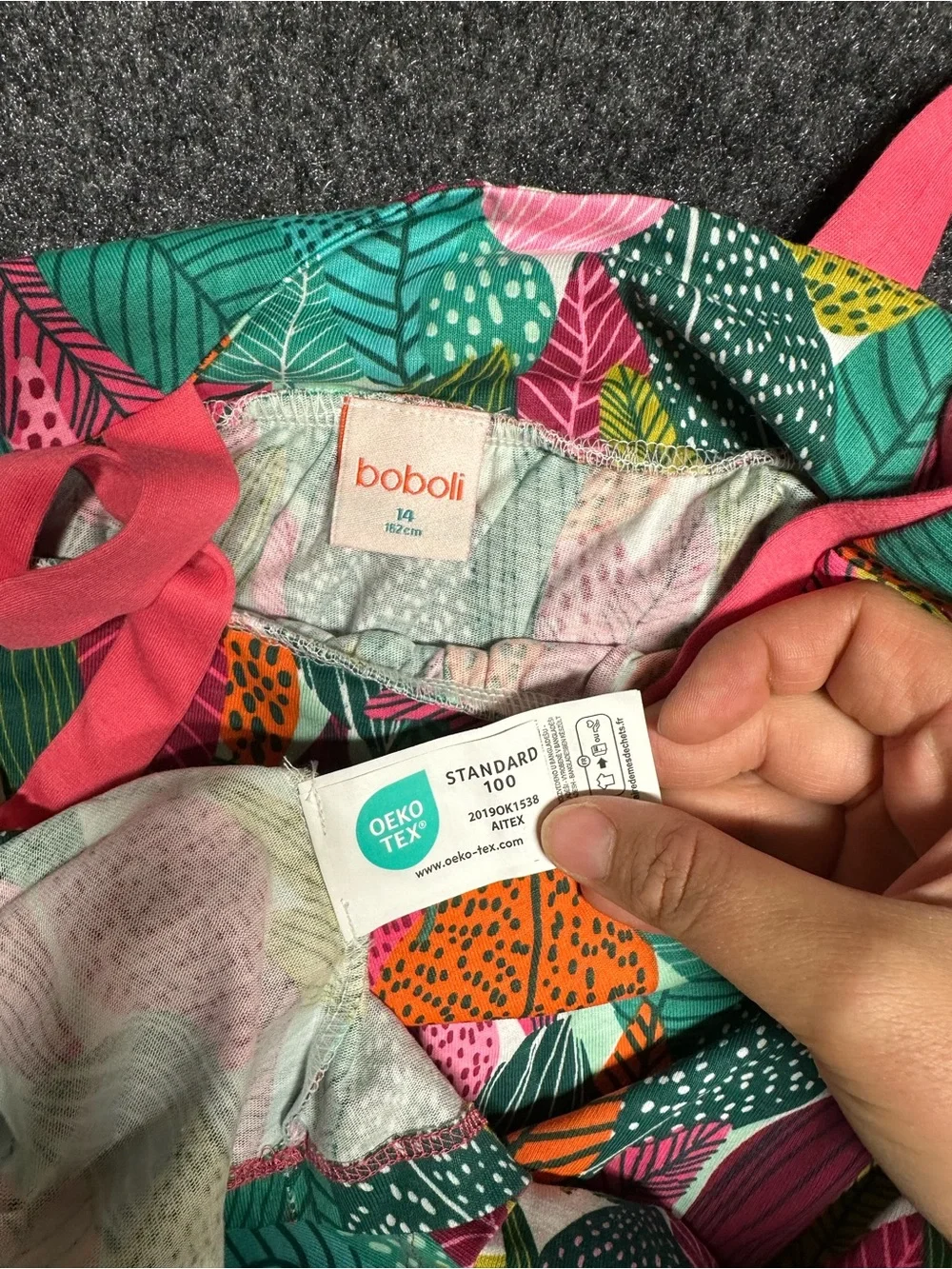 Boboli Girls 14 Tropical Leaf Print Dress Oeko Tex Cotton Colorful 821281